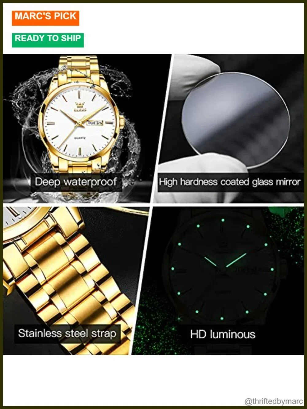 Analog Quartz Business Dress Watch Day Date Stainless Steel Luminous Waterproof